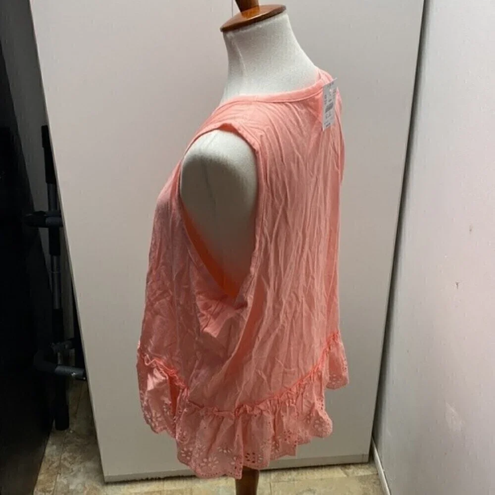 J Crew Factory Eyelet hem tank top Pink